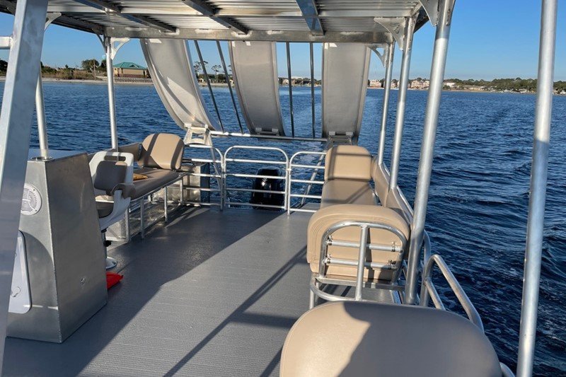 triple slide party boat from rowdy boats deck upholstery and lounge seating